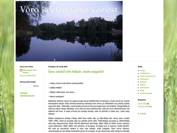 Vahtsõn blogin kirotõdas võro keelen võro keelest